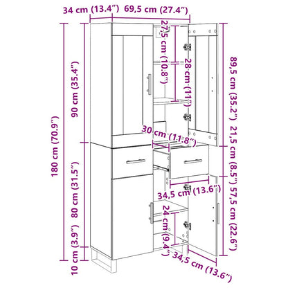 Hoge kast met lade 2 pcs Artisan Eiken Geengineerd Hout en Glas