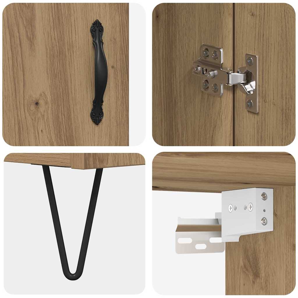 Hoge kast 2 pcs Artisan Eiken Geengineerd Hout en Glas