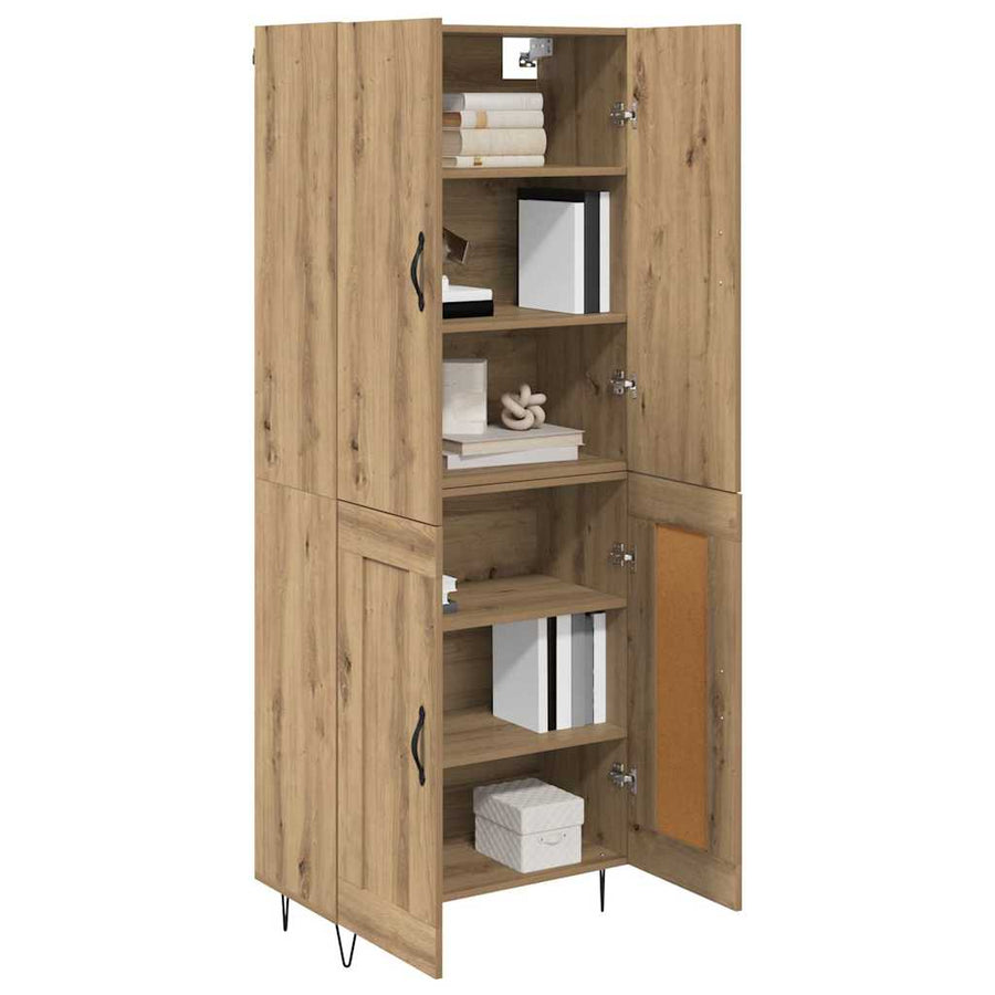 Hoge kast 2 pcs Artisan Eiken Geengineerd Hout en Glas