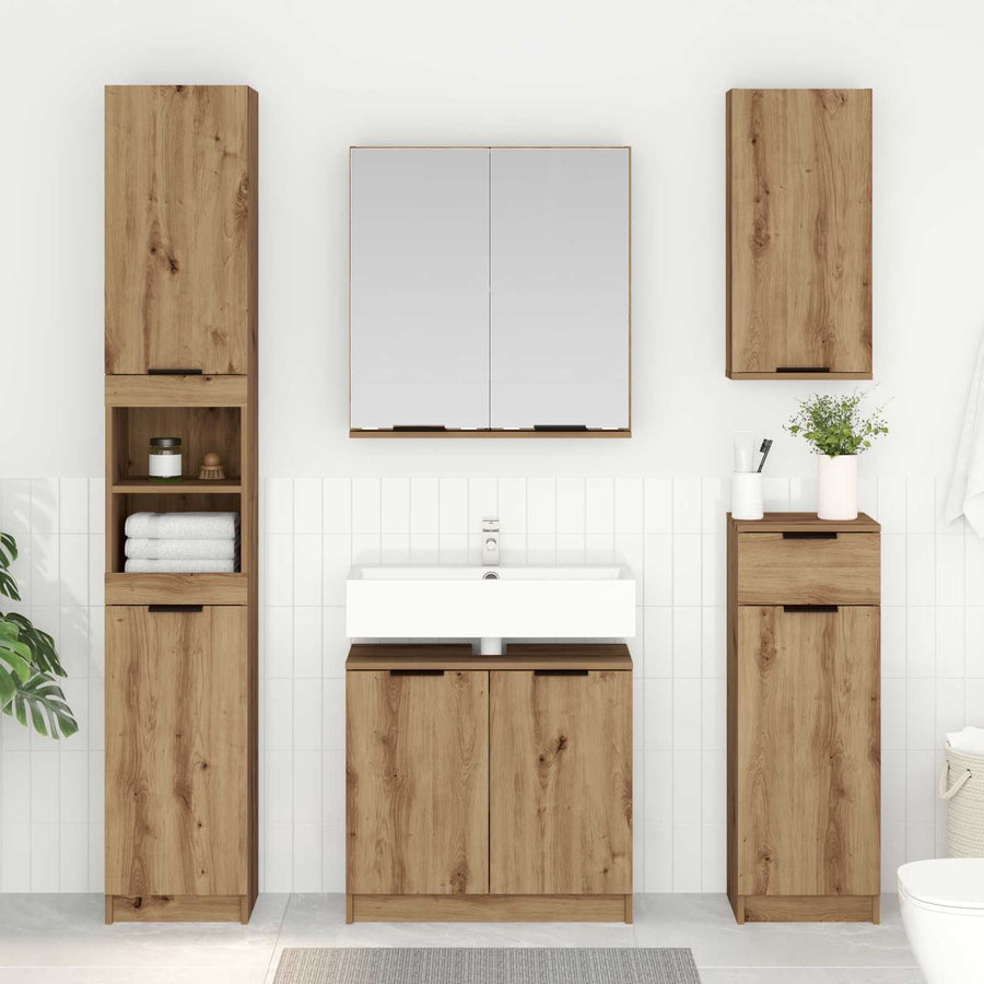 Badkamermeubelset met lade 5 pcs Artisan Eiken Bewerkt hout