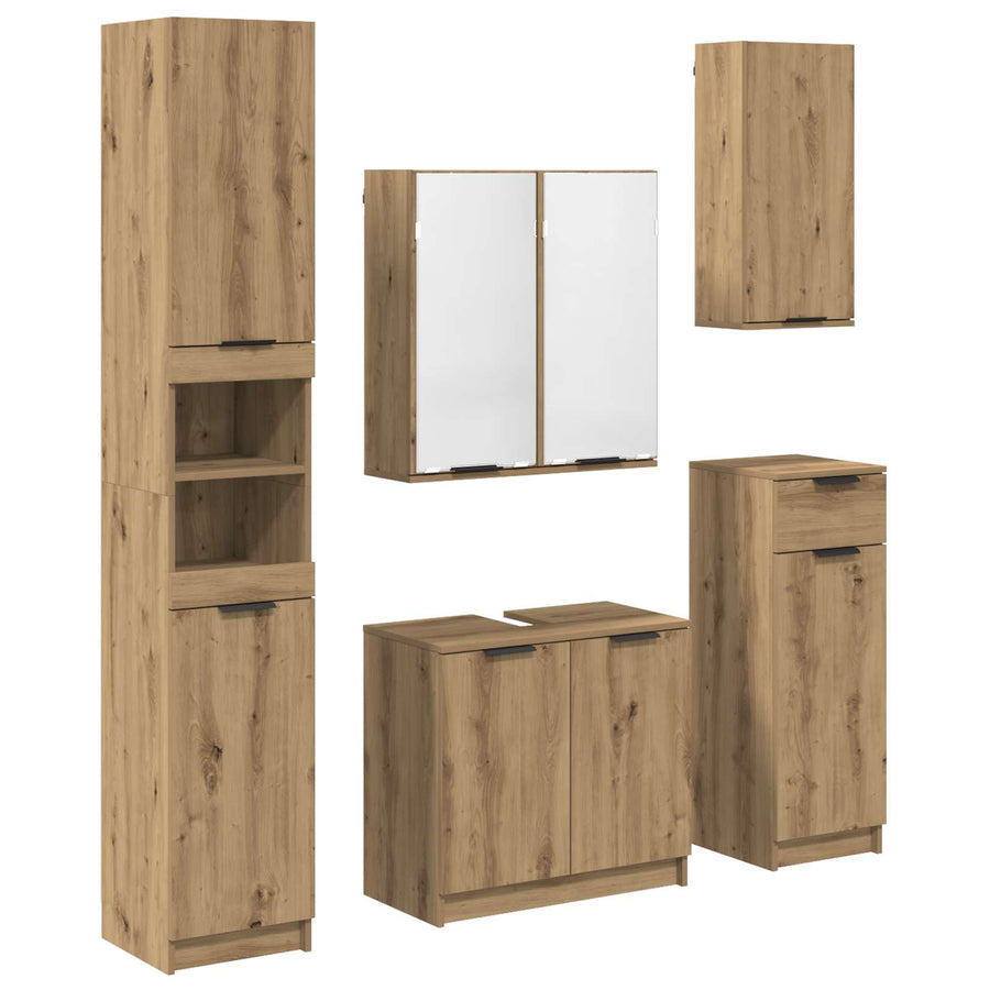 Badkamermeubelset met lade 5 pcs Artisan Eiken Bewerkt hout