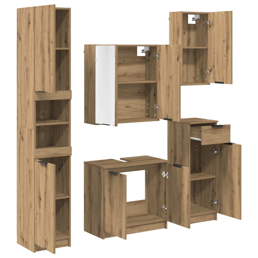 Badkamermeubelset met lade 5 pcs Artisan Eiken Bewerkt hout