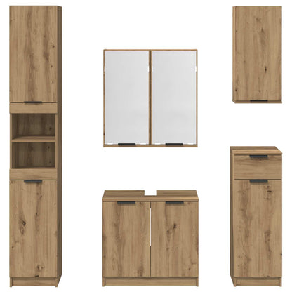 Badkamermeubelset met lade 5 pcs Artisan Eiken Bewerkt hout