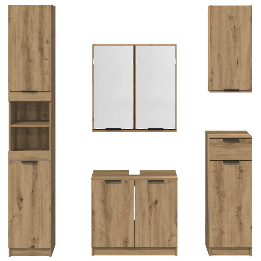 Badkamermeubelset met lade 5 pcs Artisan Eiken Bewerkt hout