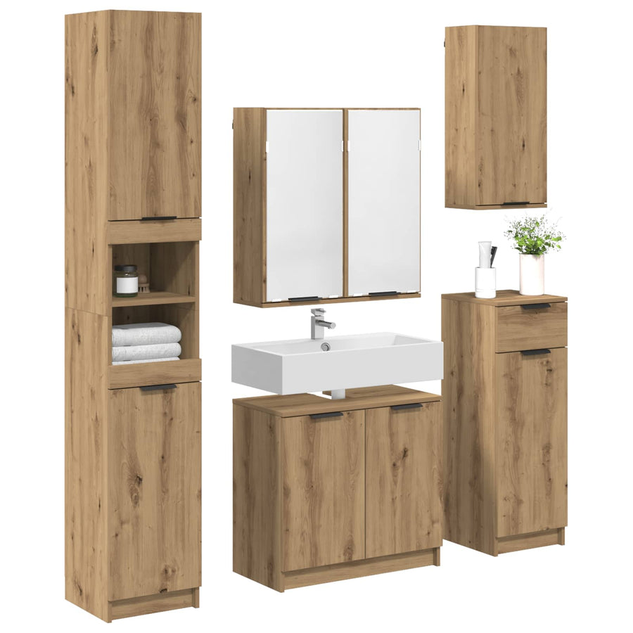 Badkamermeubelset met lade 5 pcs Artisan Eiken Bewerkt hout