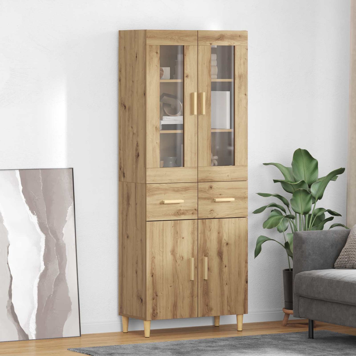 Hoge kast Artisan Eiken 69,5 x 34 x 180 cm Bewerkt hout