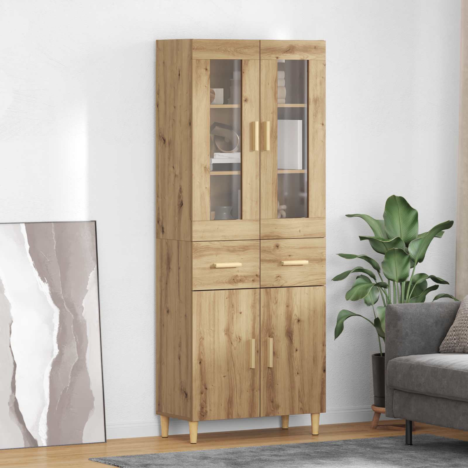 Hoge kast Artisan Eiken 69,5 x 34 x 180 cm Bewerkt hout