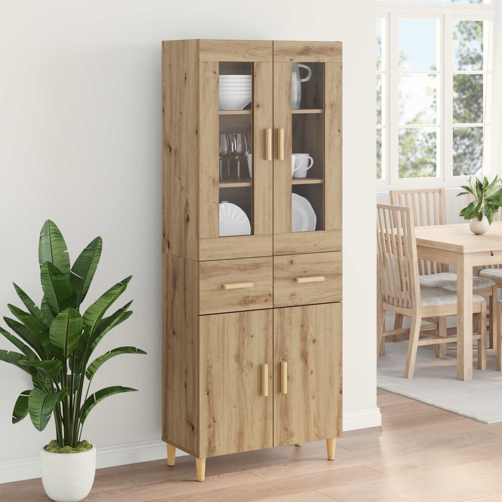 Hoge kast Artisan Eiken 69,5 x 34 x 180 cm Bewerkt hout