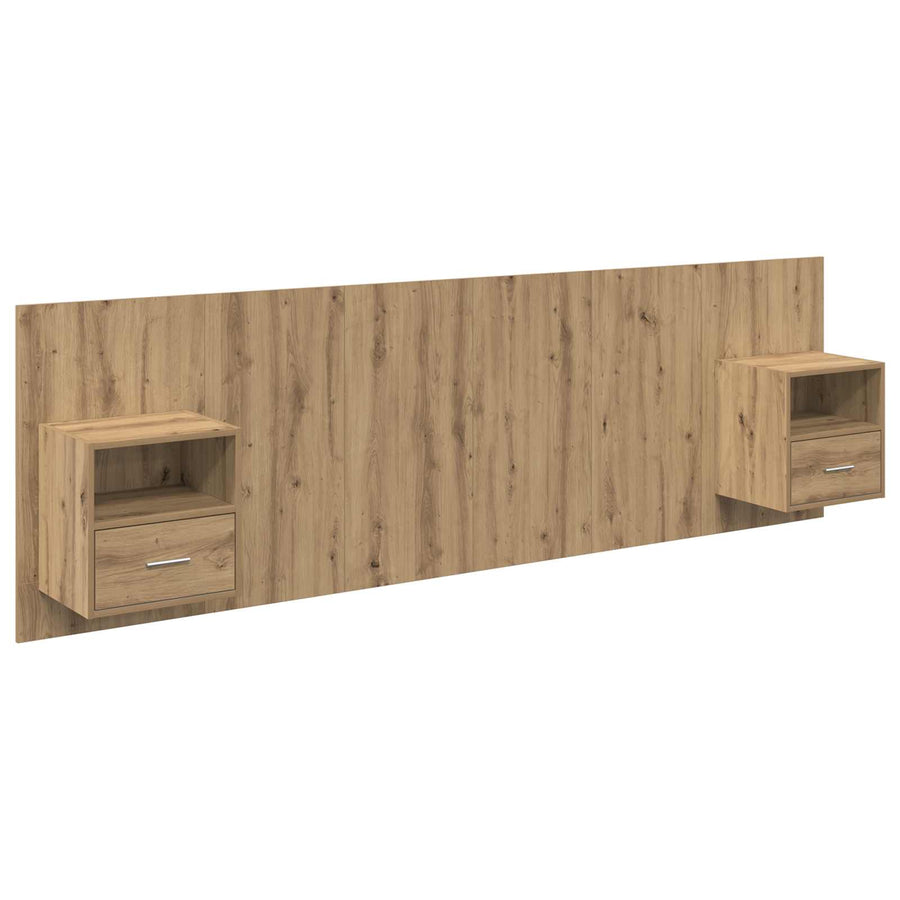 Hoofdbord Met Kast met lade 3 pcs Artisan Eiken Bewerkt hout
