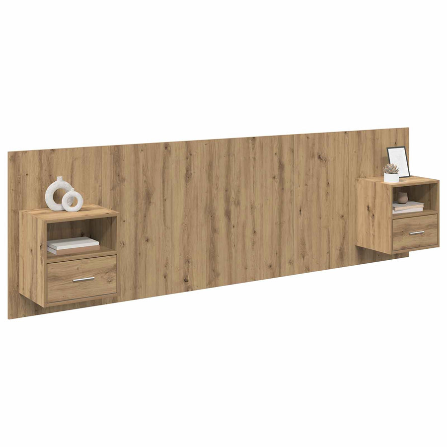 Hoofdbord Met Kast met lade 3 pcs Artisan Eiken Bewerkt hout