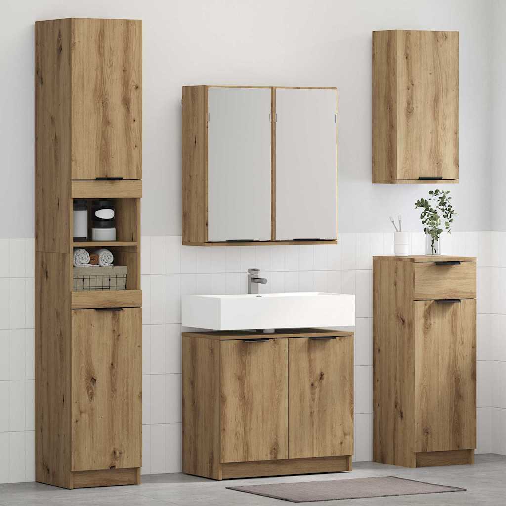 Badkamerkastenset met plank Artisan Eiken Bewerkt hout