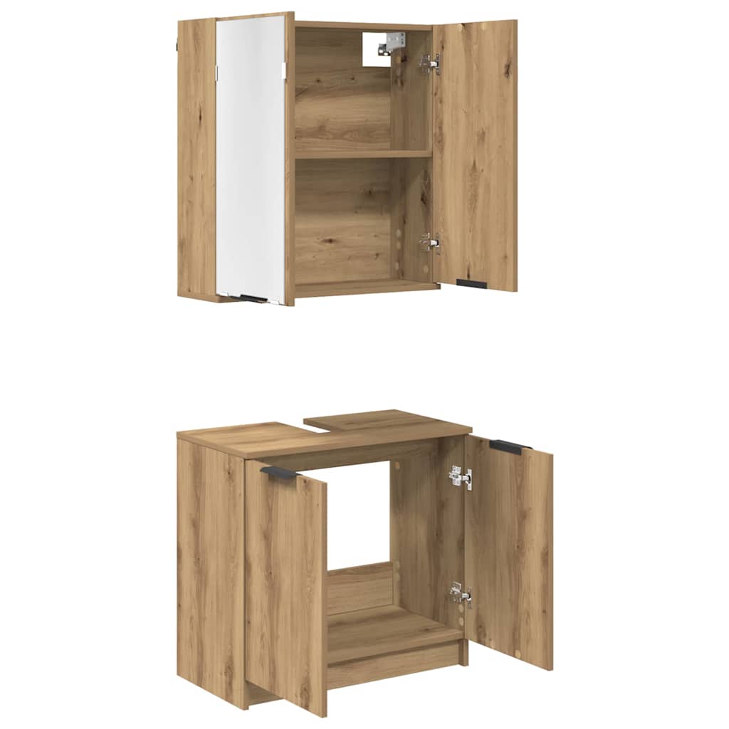 Badkamerkastenset met plank Artisan Eiken Bewerkt hout