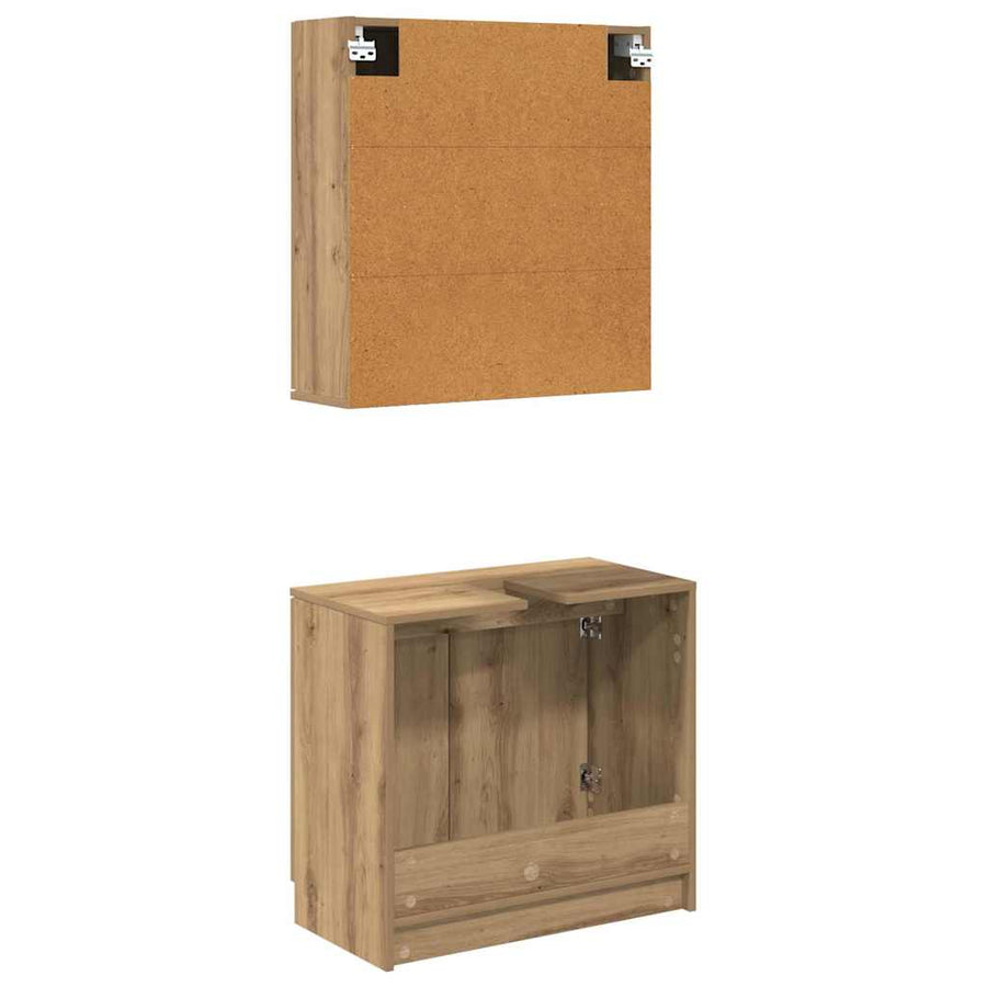 Badkamerkastenset met plank Artisan Eiken Bewerkt hout