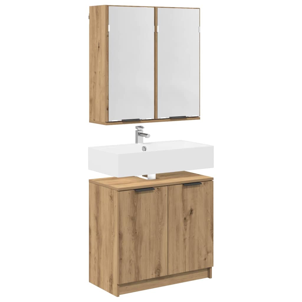Badkamerkastenset met plank Artisan Eiken Bewerkt hout