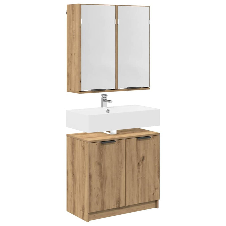 Badkamerkastenset met plank Artisan Eiken Bewerkt hout