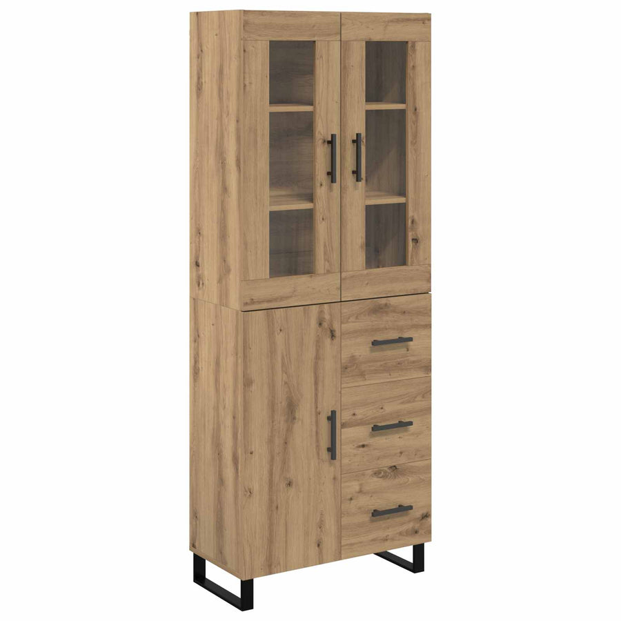 Hoge kast met lade 2 pcs Artisan Eiken Geengineerd Hout en Glas