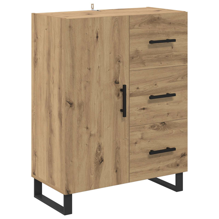 Hoge kast met lade 2 pcs Artisan Eiken Geengineerd Hout en Glas