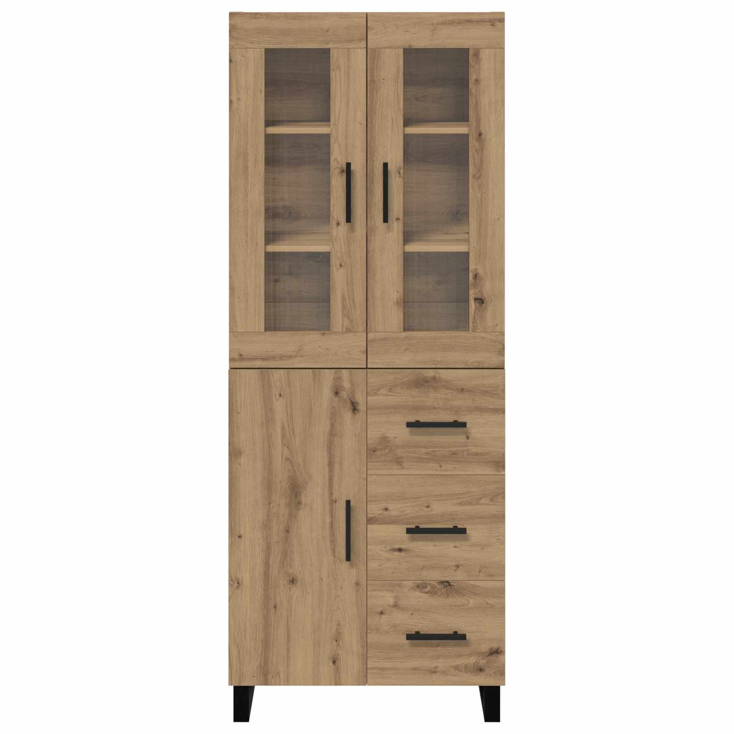 Hoge kast met lade 2 pcs Artisan Eiken Geengineerd Hout en Glas