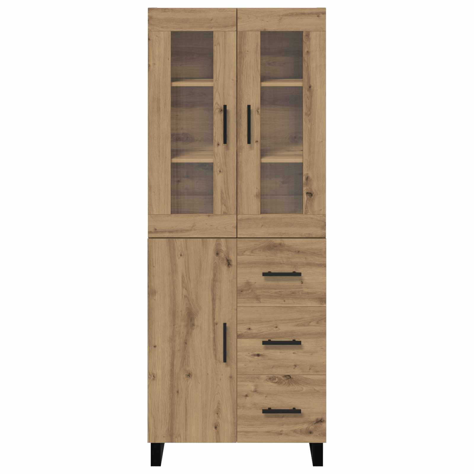Hoge kast met lade 2 pcs Artisan Eiken Geengineerd Hout en Glas