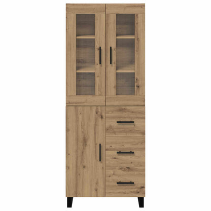 Hoge kast met lade 2 pcs Artisan Eiken Geengineerd Hout en Glas
