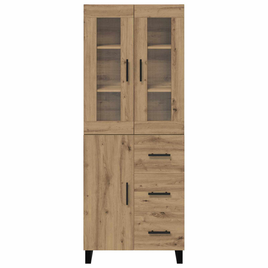 Hoge kast met lade 2 pcs Artisan Eiken Geengineerd Hout en Glas