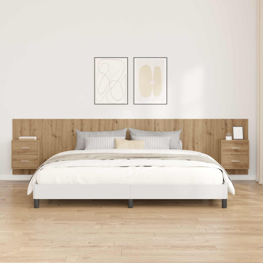 Hoofdbord Met Kast met lade 3 pcs Artisan Eiken Bewerkt hout