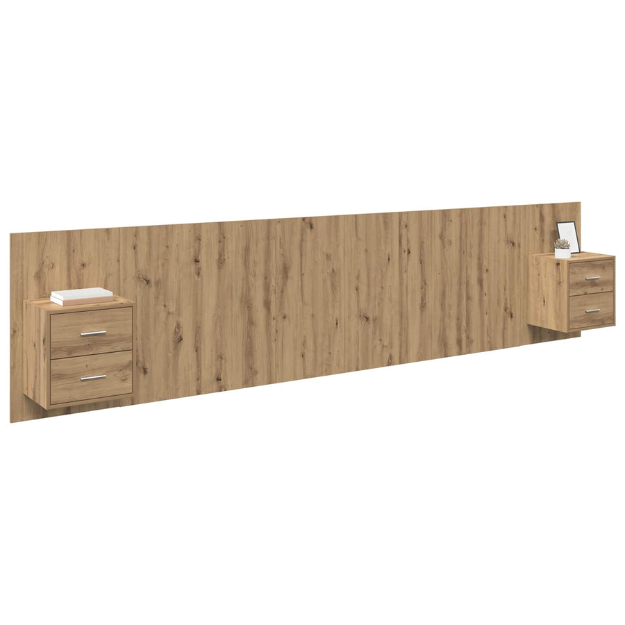 Hoofdbord Met Kast met lade 3 pcs Artisan Eiken Bewerkt hout