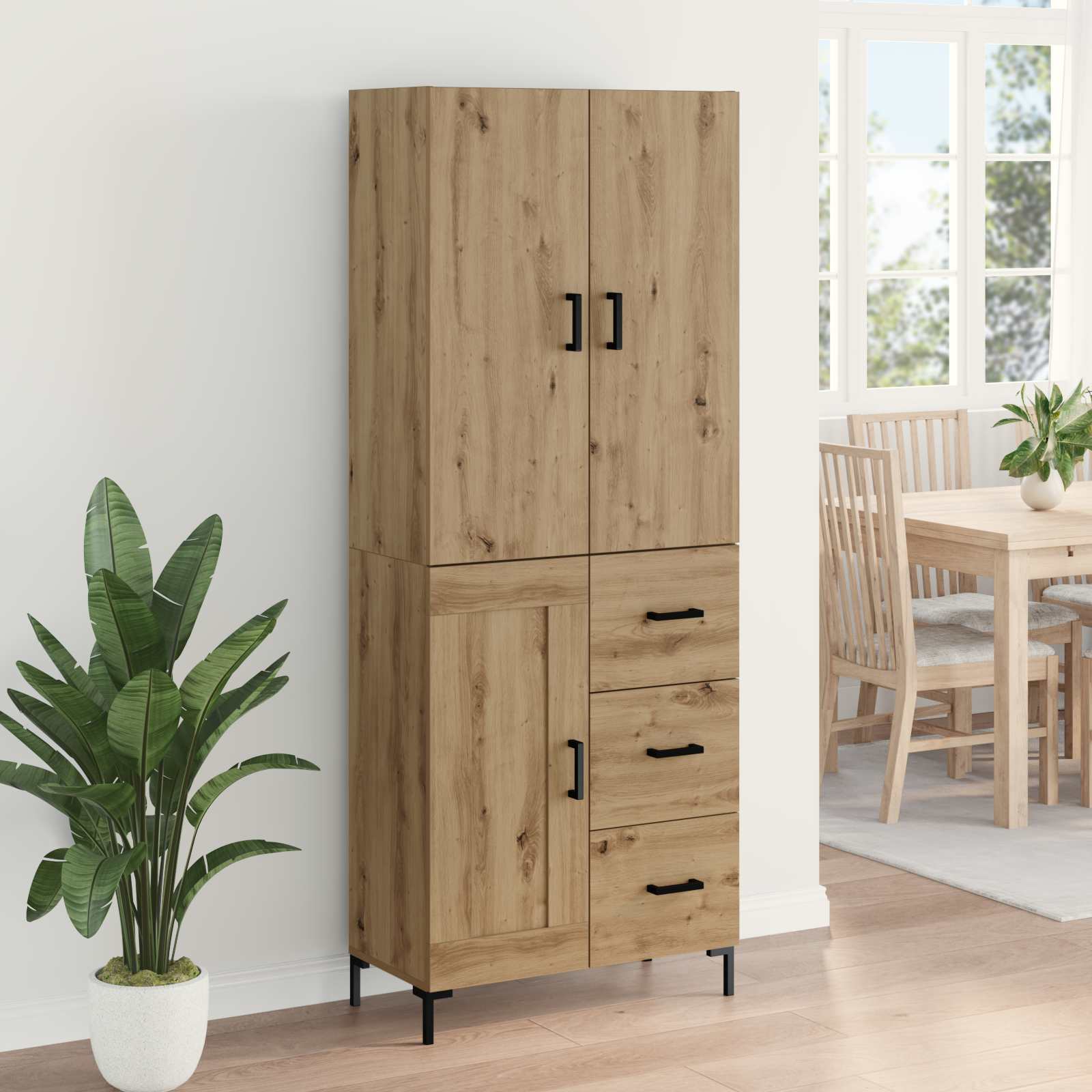 Highboard Artisan Eiken 69,5 x 34 x 180 cm Bewerkt hout