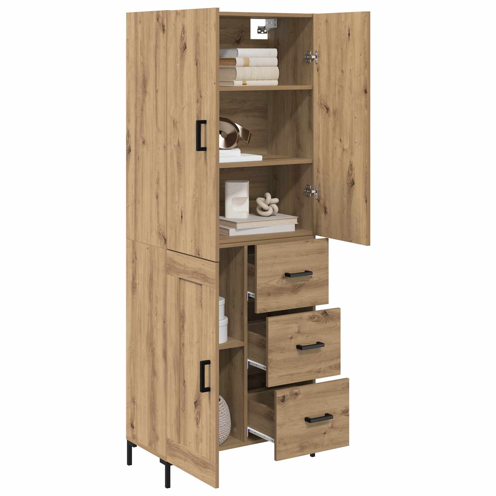 Highboard Artisan Eiken 69,5 x 34 x 180 cm Bewerkt hout