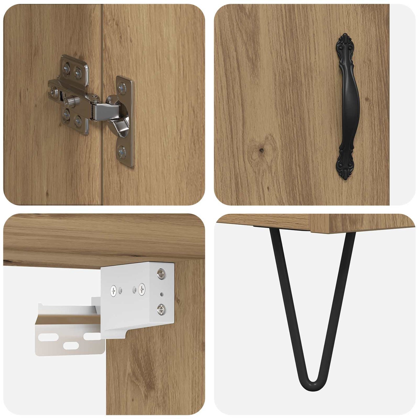 Hoge kast Artisan Eiken 69,5 x 34 x 180 cm Bewerkt hout
