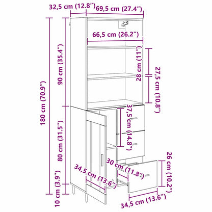 Hoge kast met lade Artisan Eiken 69,5 x 34 x 180 cm