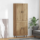 Tall Cabinet 2 pcs Engineered Wood and Glass Artisan Oak