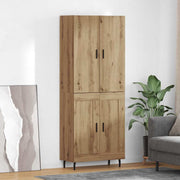 Tall Cabinet 2 pcs Engineered Wood and Glass Artisan Oak