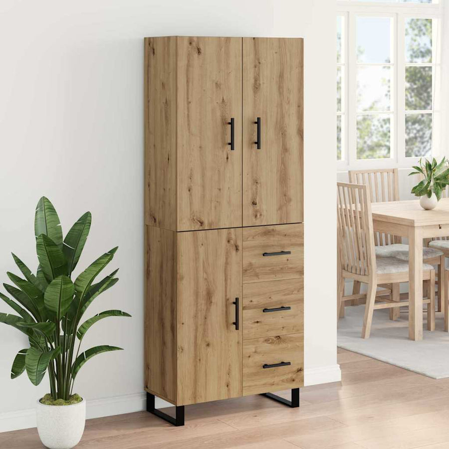 Hoge kast met lade 2 pcs Artisan Eiken Geengineerd Hout en Glas