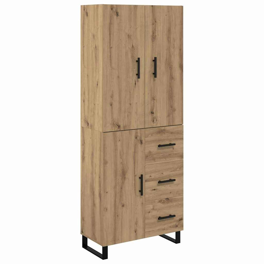 Hoge kast met lade 2 pcs Artisan Eiken Geengineerd Hout en Glas