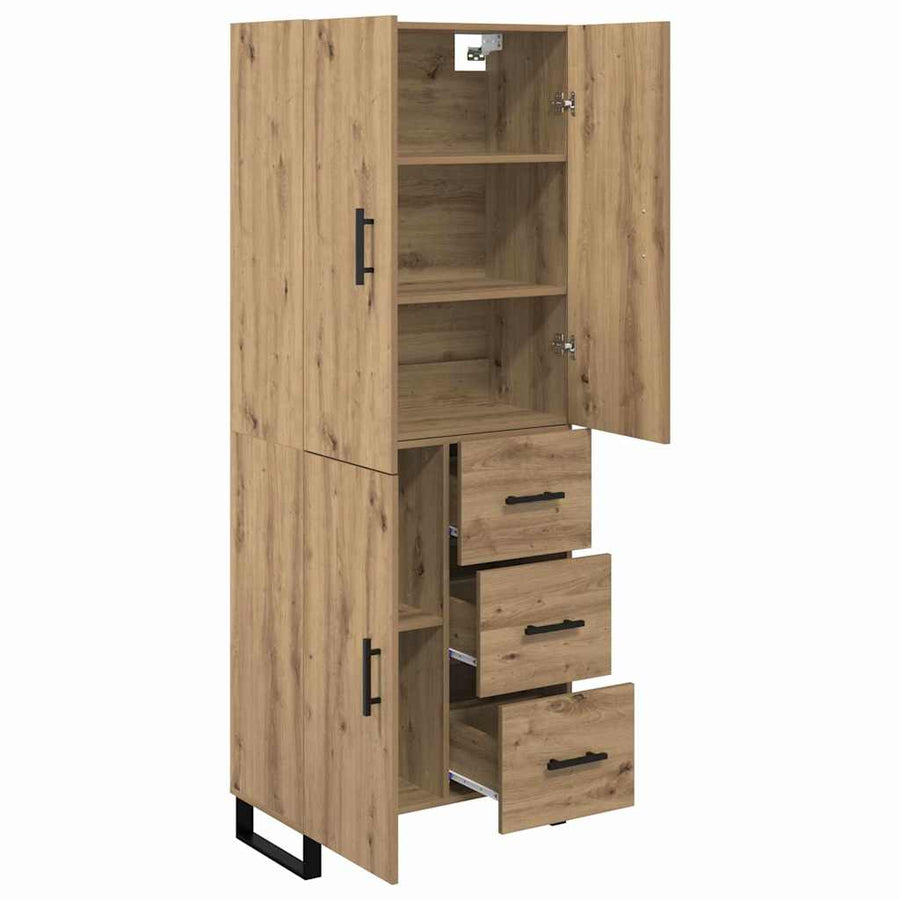 Hoge kast met lade 2 pcs Artisan Eiken Geengineerd Hout en Glas