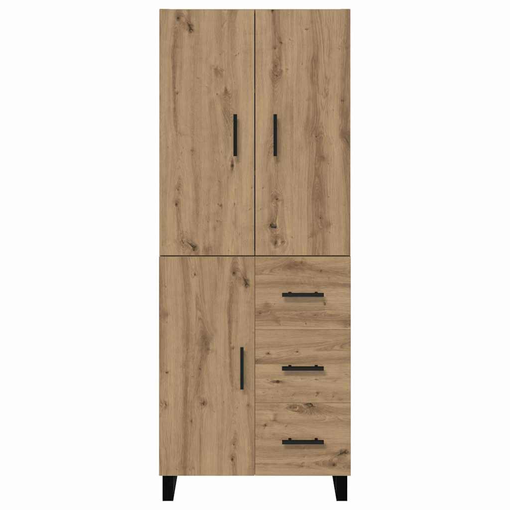 Hoge kast met lade 2 pcs Artisan Eiken Geengineerd Hout en Glas