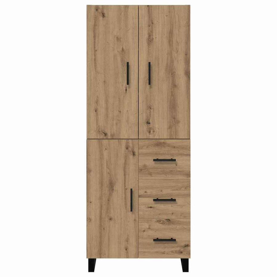 Hoge kast met lade 2 pcs Artisan Eiken Geengineerd Hout en Glas