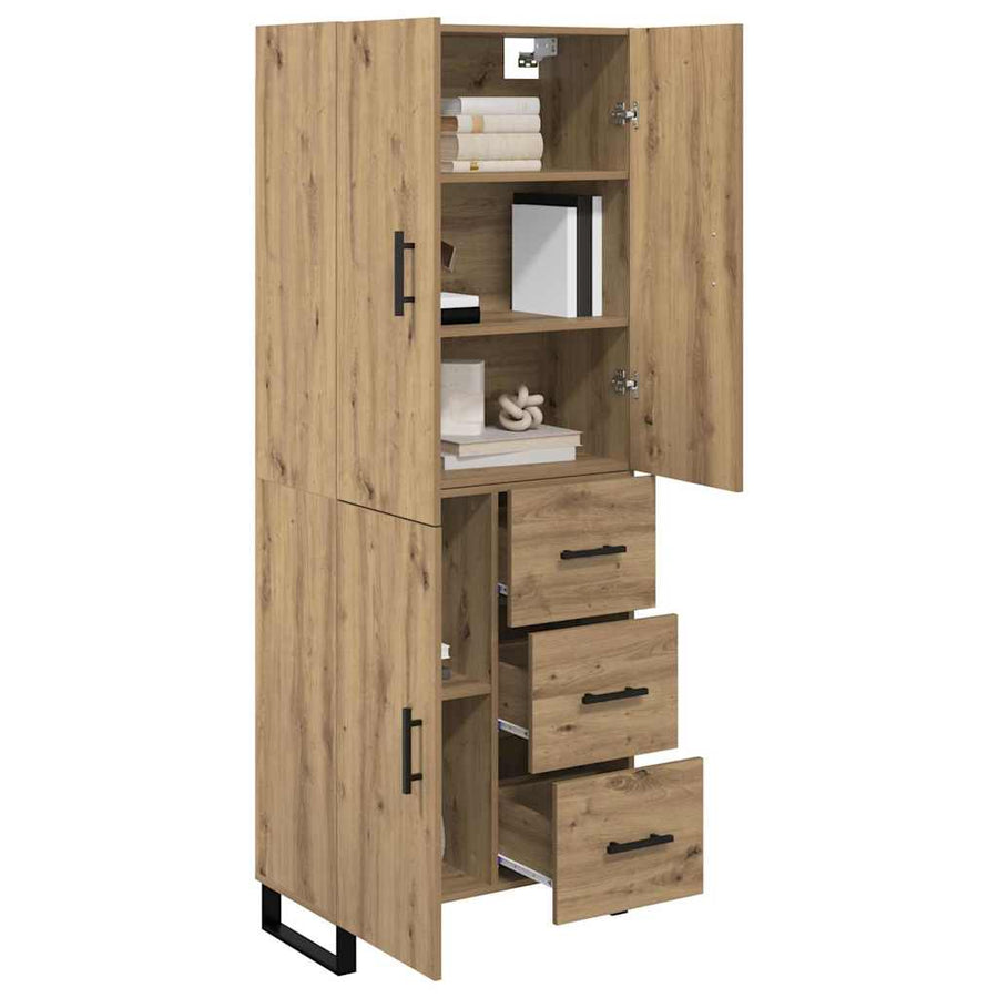 Hoge kast met lade 2 pcs Artisan Eiken Geengineerd Hout en Glas