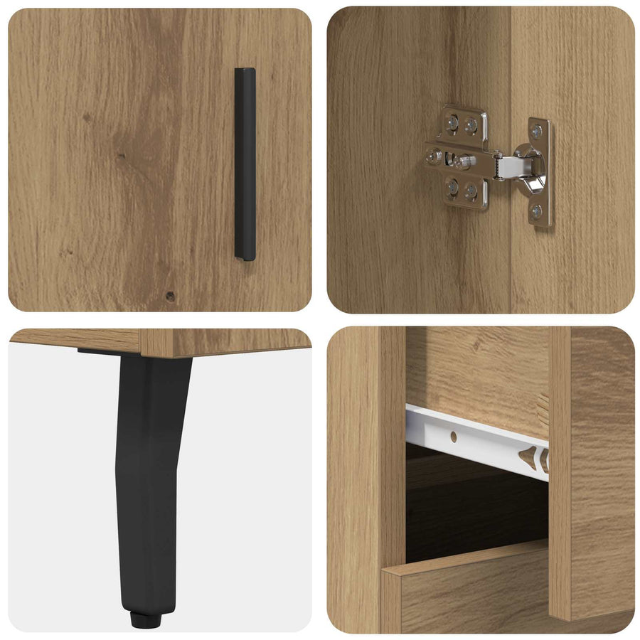 Hoge kast met lade 2 pcs Artisan Eiken Geengineerd Hout en Glas