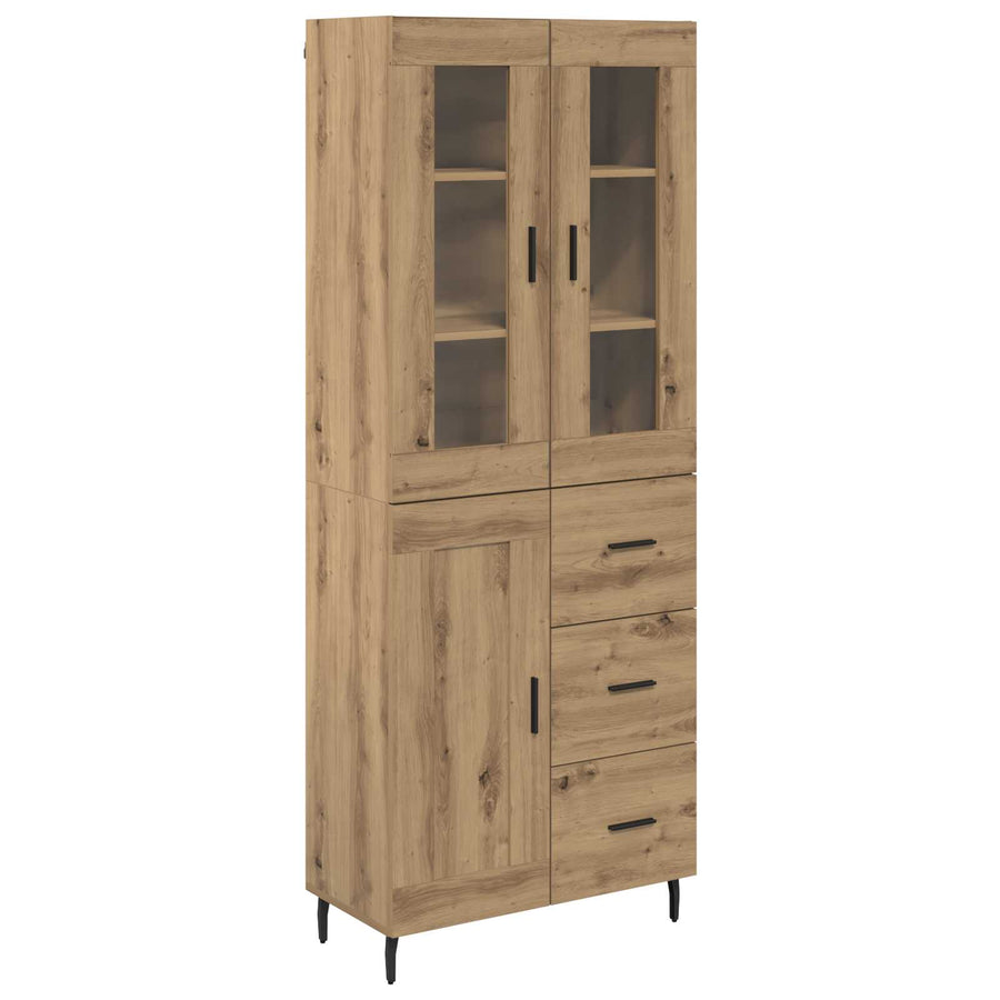 Hoge kast met lade 2 pcs Artisan Eiken Geengineerd Hout en Glas