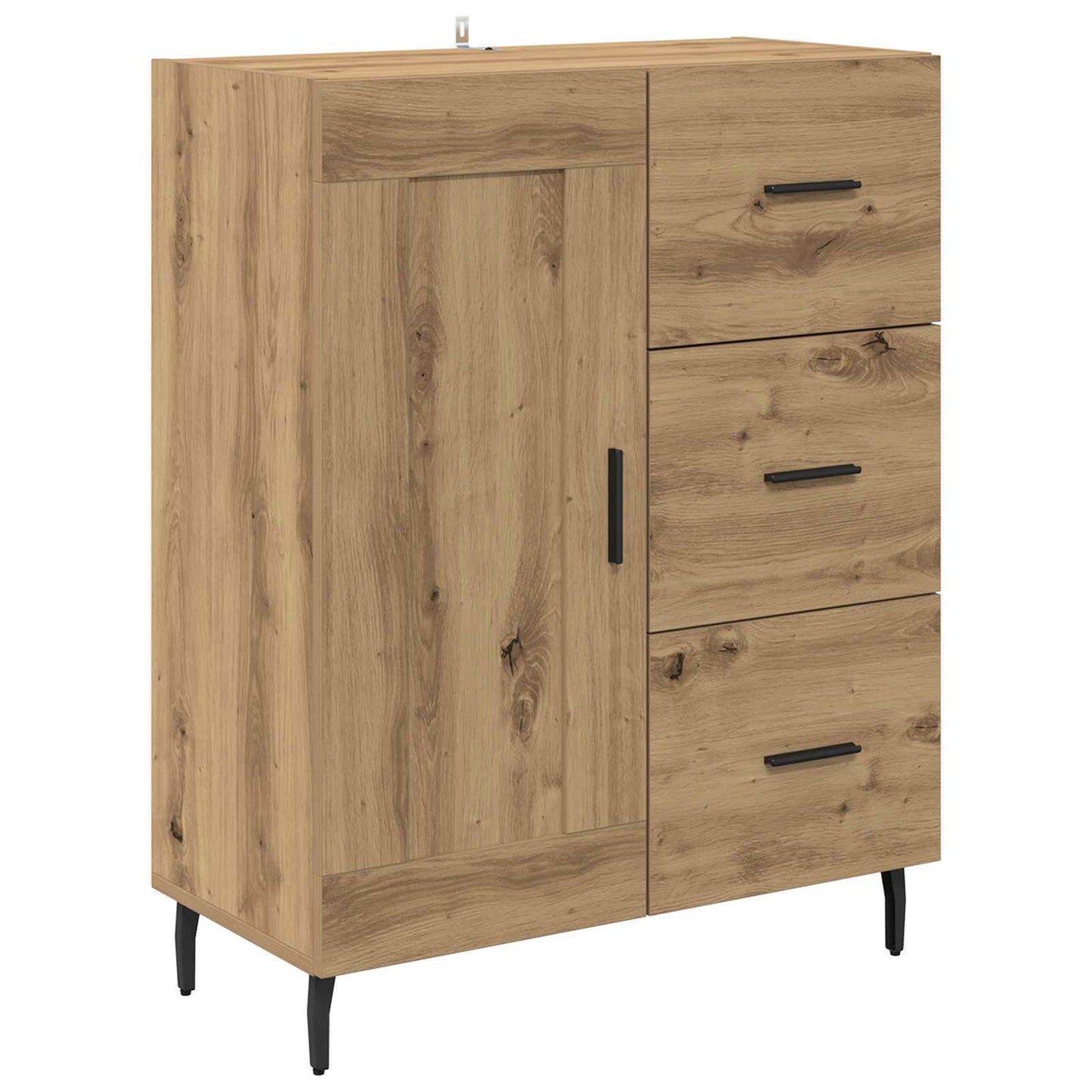 Hoge kast met lade 2 pcs Artisan Eiken Geengineerd Hout en Glas
