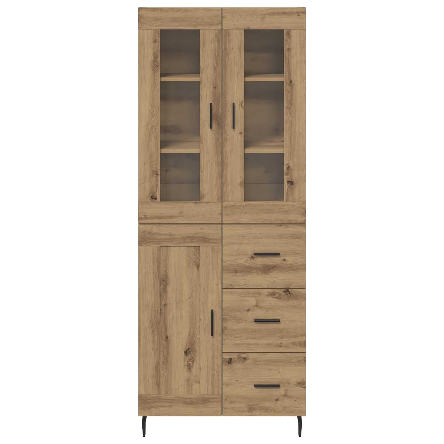 Hoge kast met lade 2 pcs Artisan Eiken Geengineerd Hout en Glas