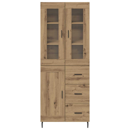 Hoge kast met lade 2 pcs Artisan Eiken Geengineerd Hout en Glas