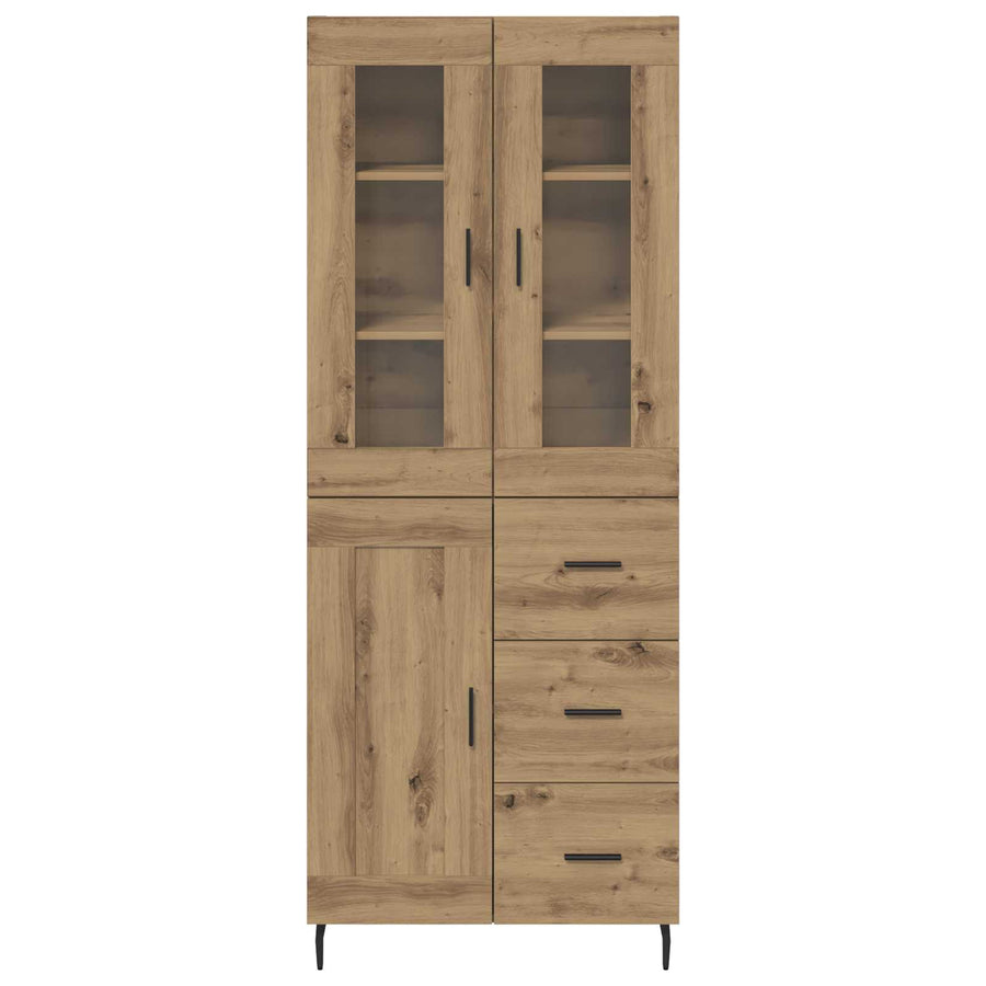 Hoge kast met lade 2 pcs Artisan Eiken Geengineerd Hout en Glas