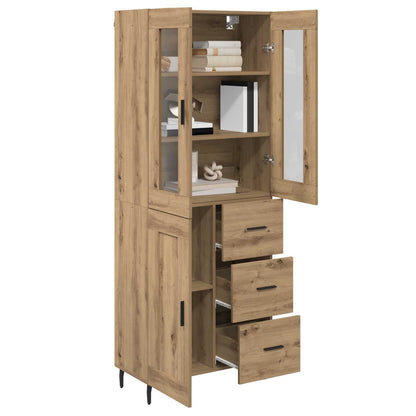 Hoge kast met lade 2 pcs Artisan Eiken Geengineerd Hout en Glas