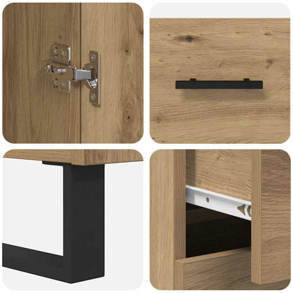 Hoge kast met lade 2 pcs Artisan Eiken Geengineerd Hout en Glas