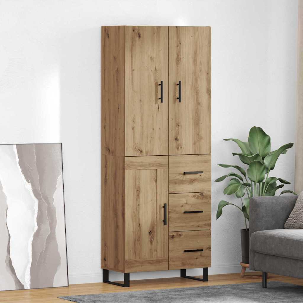Hoge kast met lade 2 pcs Artisan Eiken Geengineerd Hout en Glas