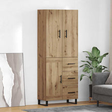 Hoge kast met lade 2 pcs Artisan Eiken Geengineerd Hout en Glas