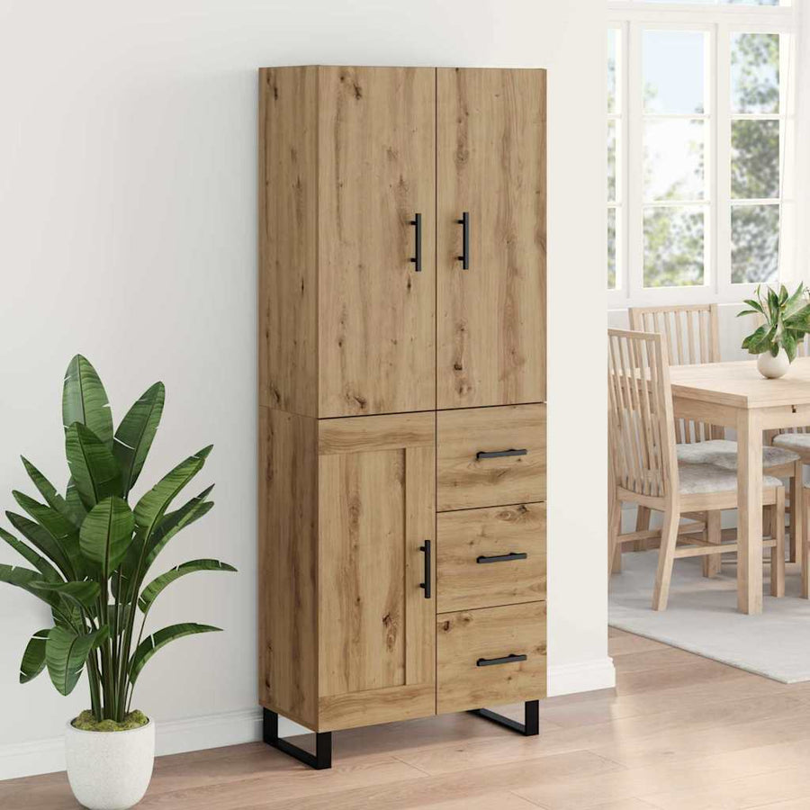 Hoge kast met lade 2 pcs Artisan Eiken Geengineerd Hout en Glas